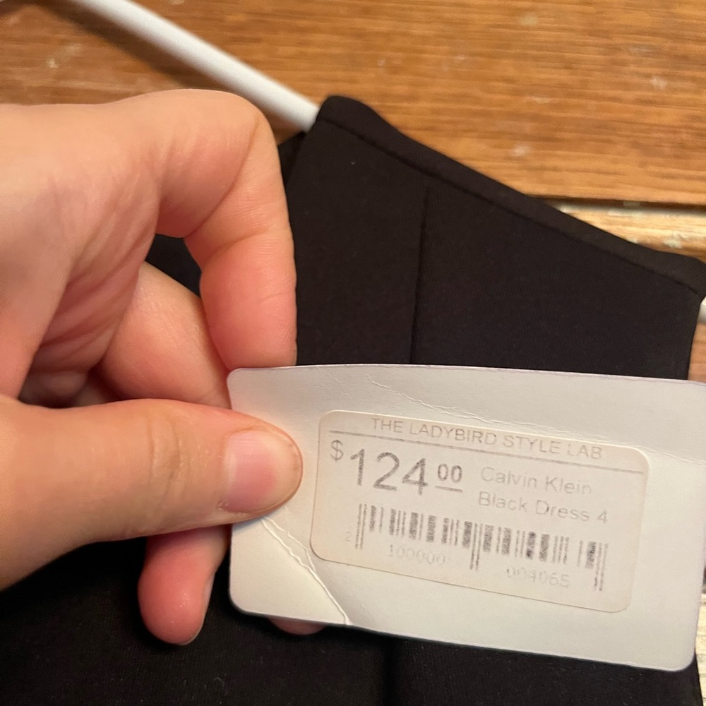 Calvin Klein Black Sheath Dress Crew Neck Midi - Picture 6 of 6